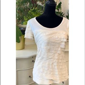 Elegant Ann Taylor white ruffled top